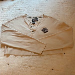 vintage cropped henley top || HARLEY DAVIDSON